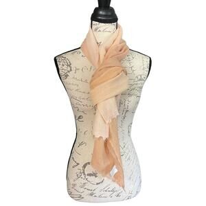 Wool Blend Ombré Peach Lightweight Scarf Tie Dye Dip NEW
